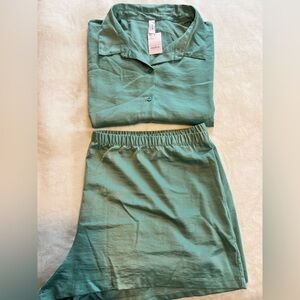Auden Women's 3x Green Two-Piece Pajama Set